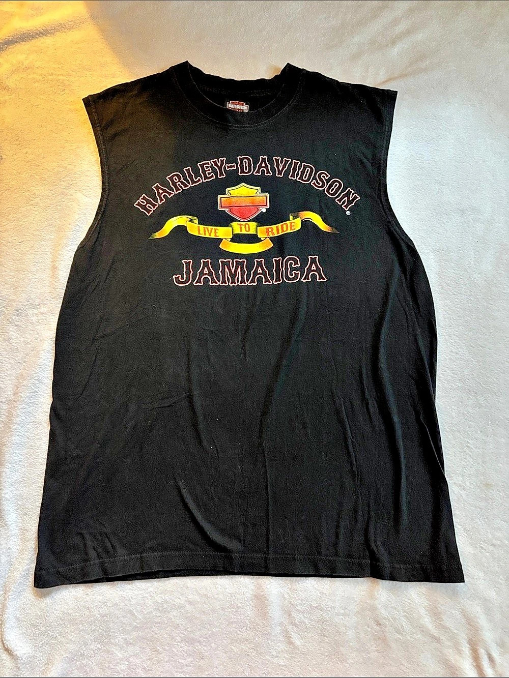 Harley-Davidson Live to Ride Jamaica Sleeveless Muscle Shirt Graphic Tank Top